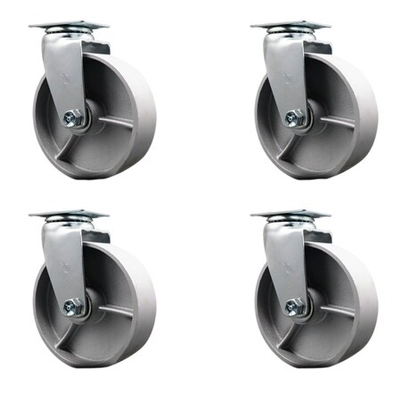 Service Caster 6'' Semi Steel Cast Iron Wheel Swivel Caster Set with Bronze Bearings, 4PK SCC-20S620-SSBZ-4